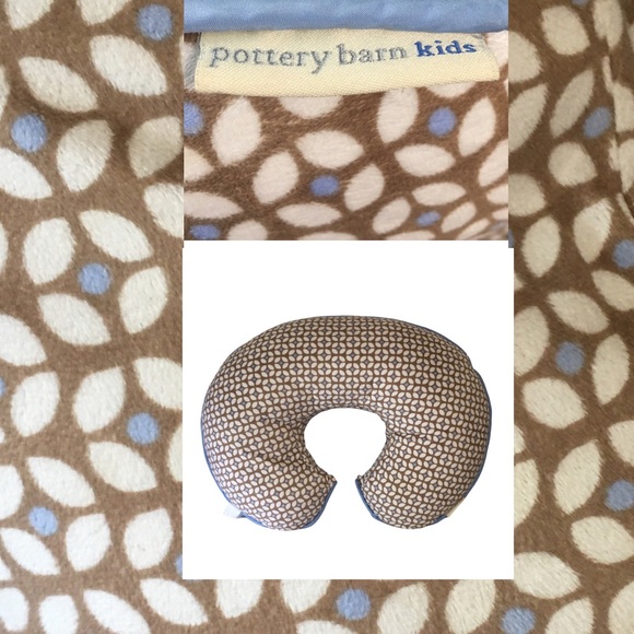 Boppy nursing pillow with cover Pottery Barn blue brown & white print Li… - Picture 1 of 15